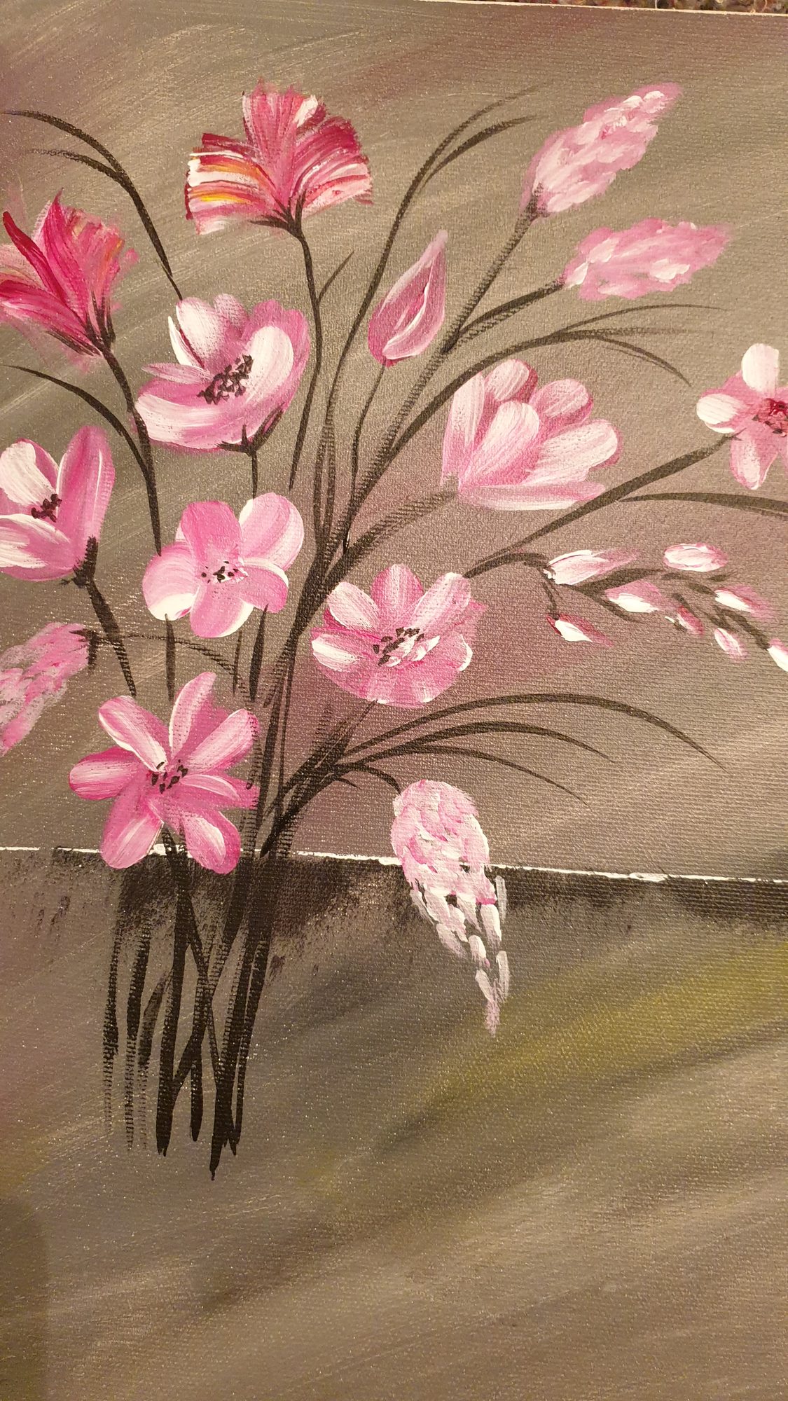acrylbild-rosa-blumen