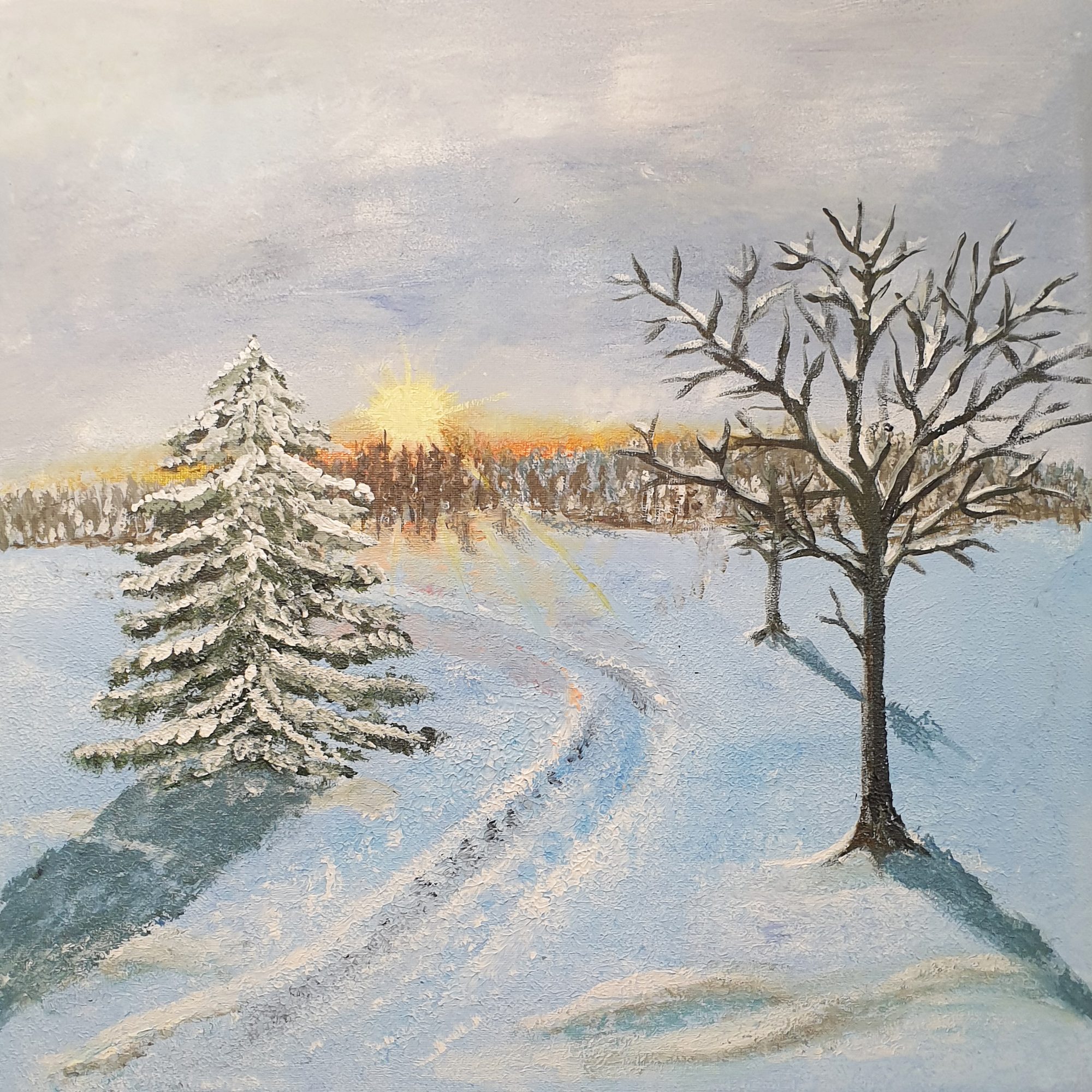acrylbild-winterlandschaft-sonnenaufgang